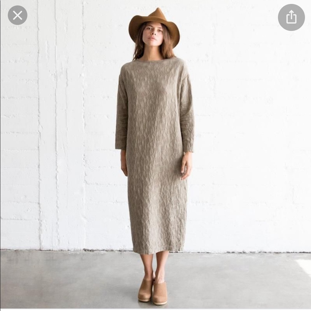 Black Crane Sand Jacquard Dress